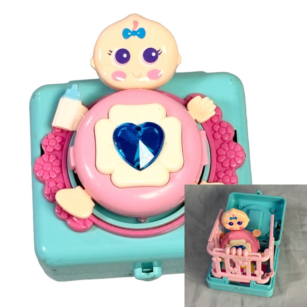 Vintage Galoob Sweet Secrets Locket Bye Baby Play With Me Playpen Blue Gem 1984